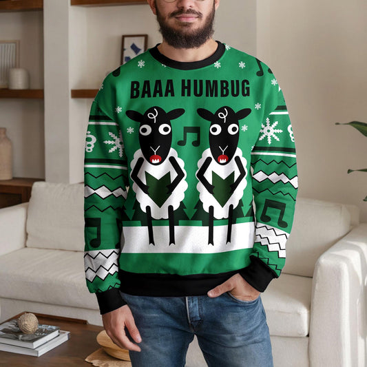 Baa Humbug Sheep Ugly Christmas Sweater, Funny Farm Animal Design