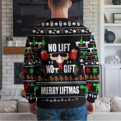 Merry Liftmas Weightlifting Santa Ugly Christmas Sweater, Funny Gym Design