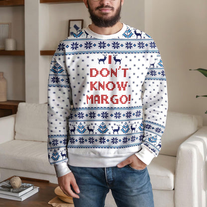 Don't Know Margo Llama Ugly Christmas Sweater, Funny Winter Llama Design