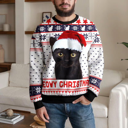 Personalized Cat Photo Ugly Christmas Sweater, Custom Cat Face Design
