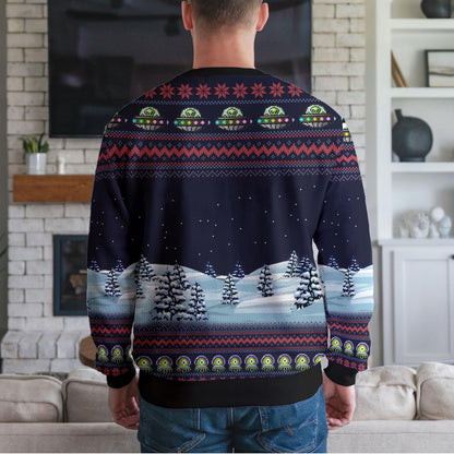 Ufo Abducting Santa Ugly Christmas Sweater, Funny Alien Sci-fi Design