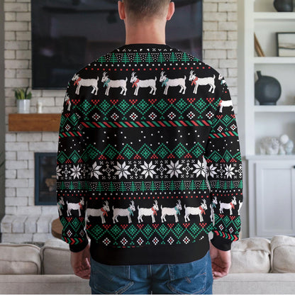 Cute Baby Goat Santa Hat Ugly Christmas Sweater, Funny Farm Animal Design